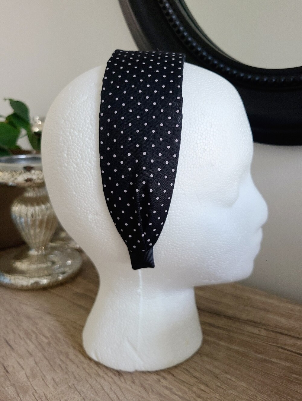 Black Polka Dot Headband, Women's Headband, Hair Accessories